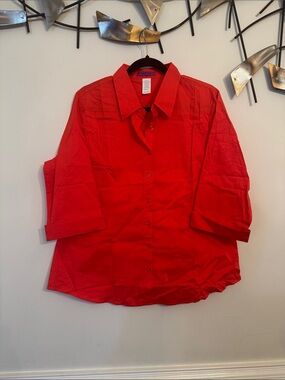 Classic Red Button-Front Women's Shirt - Unbranded